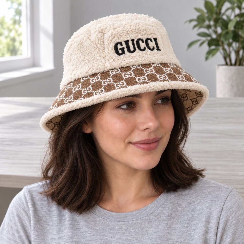 Gucci Ivory Plush GG Bucket Hat - Picture 2 of 6